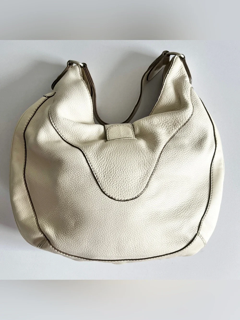 Michael Kors Y2K hobo shoulder bag purse cream pebbled leather buckle slouchy